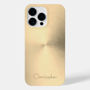 Funda Para iPhone 14 Pro Max Impresión de acero inoxidable Titanium Gold