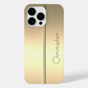 Funda Para iPhone 14 Pro Max Impresión de acero inoxidable Titanium Gold