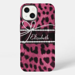 Impresión de animal de leopardo rosa caliente fals