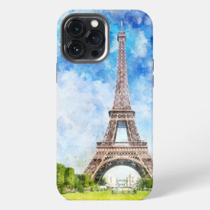 Funda Para iPhone 13 Pro Max Impresión de Arte de Acuarela de la Torre Eiffel d
