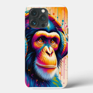 Funda Para iPhone 13 Pro Impresión de arte de chimpancé de gorila de mono d