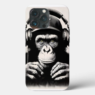 Funda Para iPhone 13 Pro Impresión de arte de chimpancé de gorila de mono d