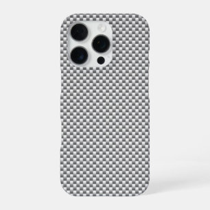 Funda Para iPhone 16 Pro Impresión de estilo de fibra de carbono plateado