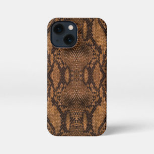 Funda Para iPhone 13 Mini Impresión de la piel de serpiente marrón