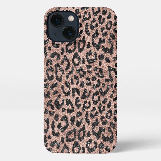 Funda Para iPhone Impresión de Leopardo de Oro Rosa (Reverso )