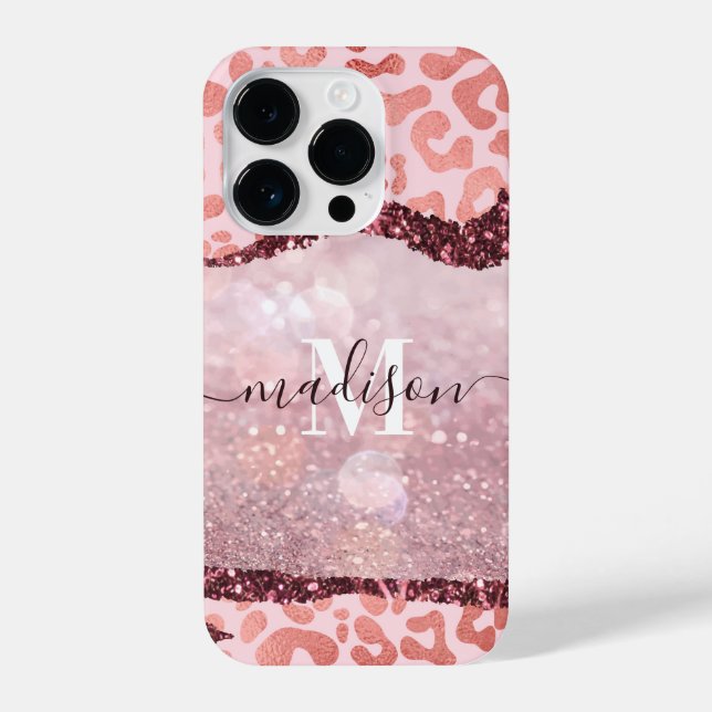 Funda Para iPhone Impresión de Leopardo de Oro Rosa (Reverso )