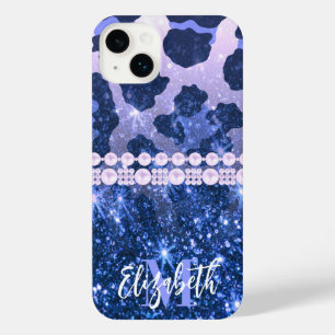 Funda Para iPhone 14 Plus Impresión de leopardo de Purpurina azul