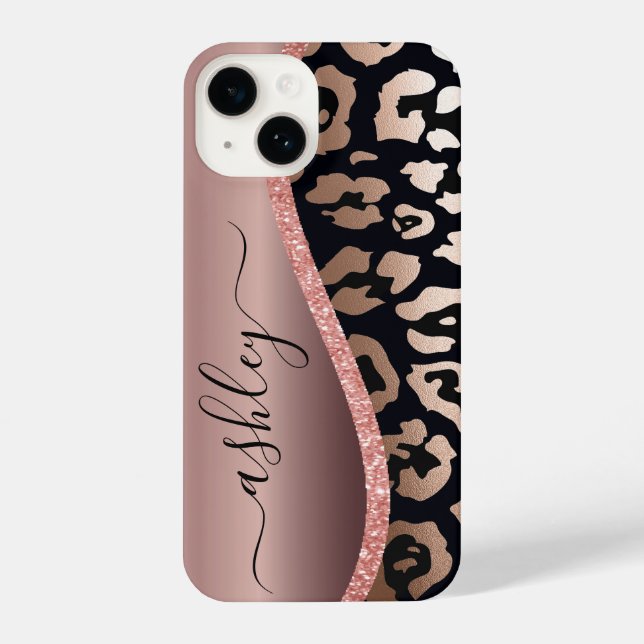 Funda Para iPhone Impresión de leopardo de Relieve metalizado dorado (Reverso )