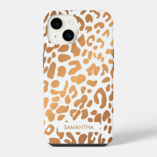 Funda Para iPhone 14 Impresión de leopardo dorado