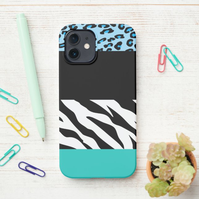 Funda Para iPhone Impresión de leopardo, impresión de cebra, impresi (En el escritorio)