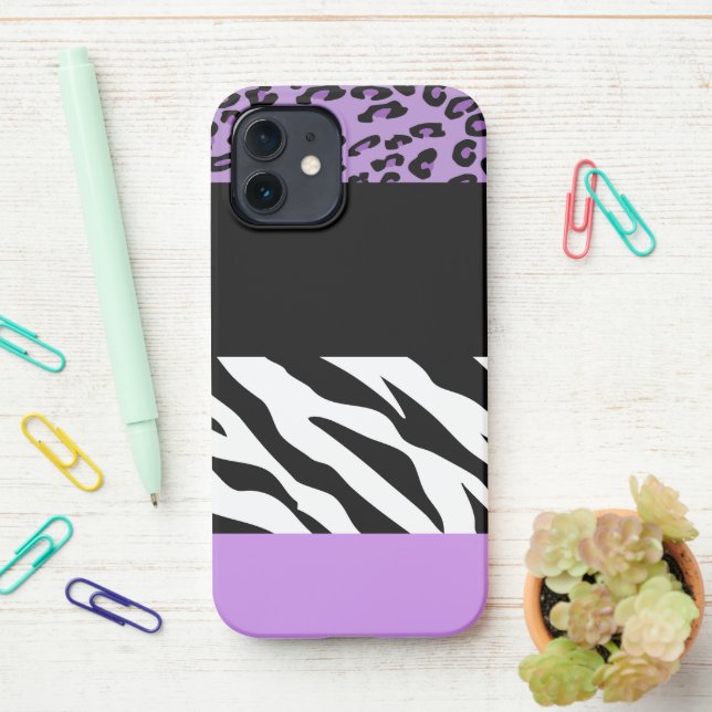 Funda Para iPhone Impresión de leopardo, impresión de cebra, impresi (En el escritorio)