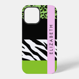 Funda Para iPhone 12 Pro Impresión de leopardo, impresión de cebra, verde, 