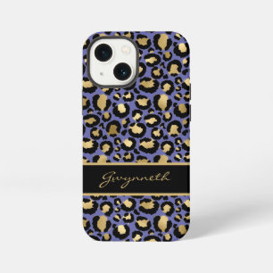 Funda Para iPhone 13 Mini Impresión de leopardo negro muy peri púrpura