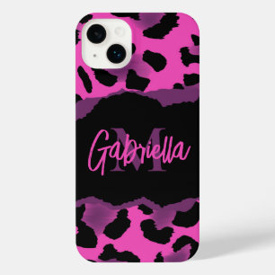 Funda Para iPhone 14 Plus Impresión de leopardo rosa y púrpura