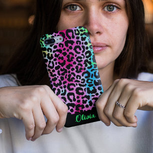 Funda Para iPhone 13 Pro Max Impresión de patrón de animal de leopardo de neón