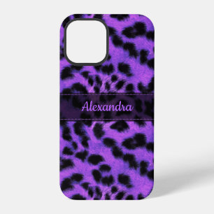 Funda Para iPhone 12 Pro Impresión de piel de leopardo de las nieves púrpur