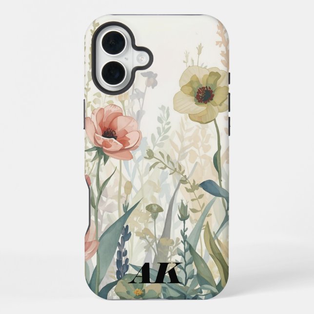 Funda Para iPhone Impresión de pradera suave - Pared botánica acuare (Reverso )