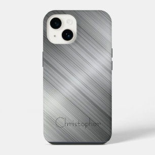 Funda Para iPhone 14 Impresión de titanio de plata y acero inoxidable n
