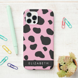 Funda Para iPhone 12 Pro Impresión de vaca, puntos de vaca, vaca rosa, nomb
