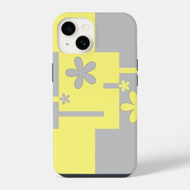 Funda Para iPhone impresión gris y amarilla, (Reverso )