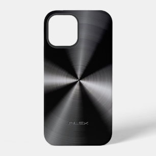 Funda Para iPhone 12 Impresión metálica negra brillante con aspecto de