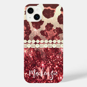 Funda Para iPhone 14 Plus Impresión y Purpurina de leopardo rosa