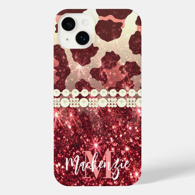 Funda Para iPhone Impresión y Purpurina de leopardo rosa (Reverso )