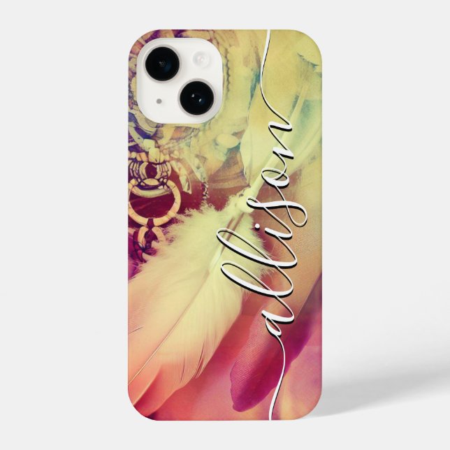 Funda Para iPhone Impresionante Boho Bohemian Dreamcatcher Feathers  (Reverso )