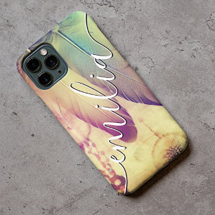 Funda Para iPhone 14 Impresionante Boho Bohemio Soñador Plumas Retro