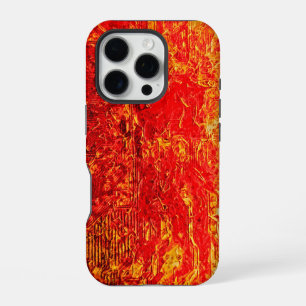 Funda Para iPhone 16 Pro impresionante diseño abstracto en naranja y amaril