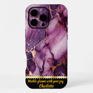 Funda Para iPhone 16 Pro Max Impresionante diseño de mármol morado con acentos
