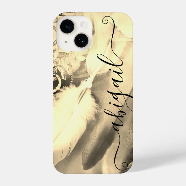 Funda Para iPhone Impresionantes plumas de Dreamcatcher Boho estilo  (Reverso )