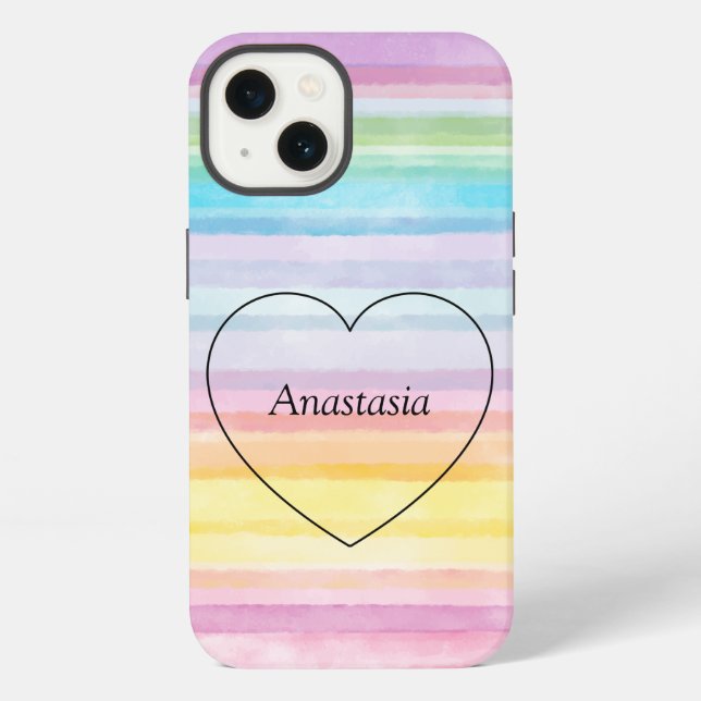Funda Para iPhone Increíble, Cool, Corazón de Arcoíris (Reverso )
