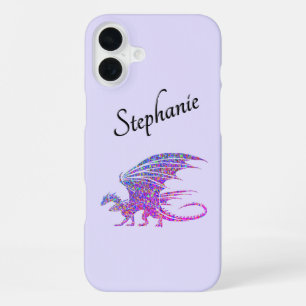 Funda Para iPhone 16 Plus Incríble Dragón Mosaico Púrpura Personal
