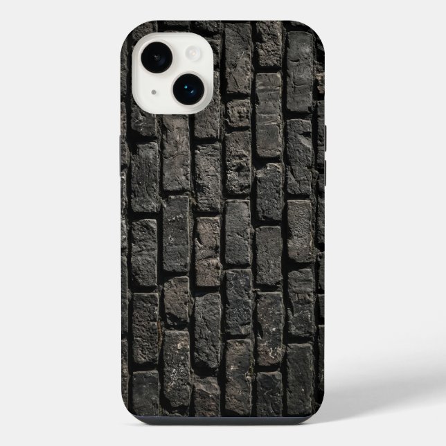 Funda Para iPhone Industrial Black Brick Wall Texture iPhone Case (Reverso)