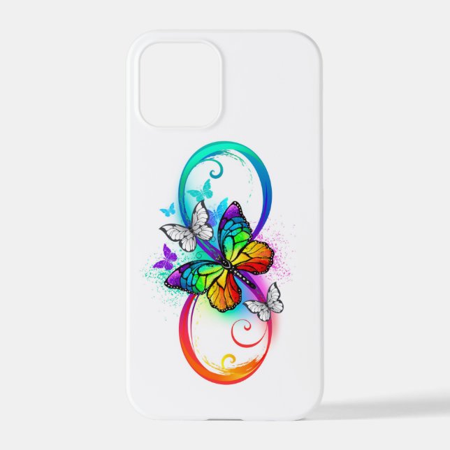 Funda Para iPhone Infinidad brillante con la mariposa arcoiris (Reverso )