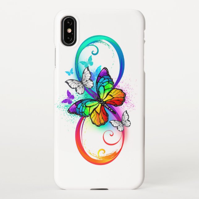Funda Para iPhone Infinidad brillante con la mariposa arcoiris (Reverso)