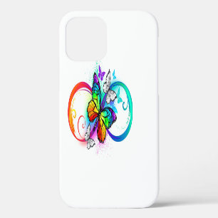 Funda Para iPhone 12 Infinidad brillante con la mariposa arcoiris
