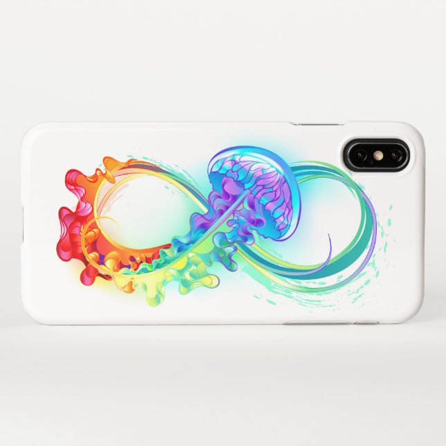 Funda Para iPhone Infinidad con las medusas del arcoiris (Reverso horizontal)