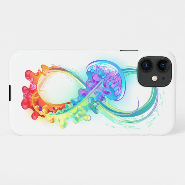 Funda Para iPhone Infinidad con las medusas del arcoiris (Reverso horizontal)