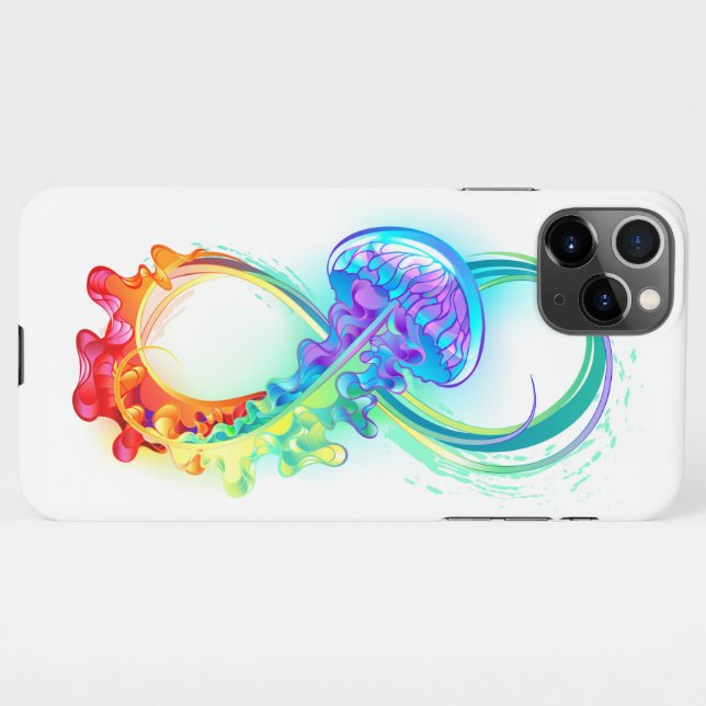 Funda Para iPhone Infinidad con las medusas del arcoiris (Reverso horizontal)