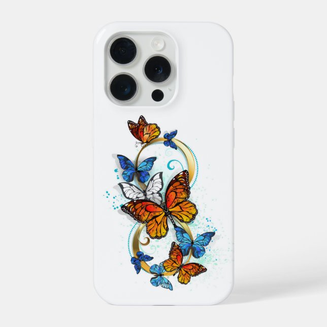 Funda Para iPhone Infinidad de mariposas monarca (Reverso )