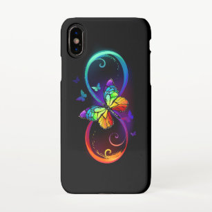 Funda Para iPhone XS Infinidad vibrante con mariposa arco iris sobre ne