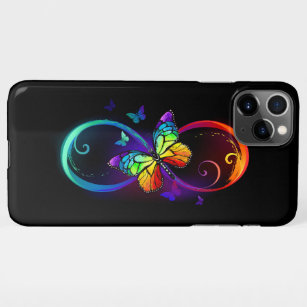 Funda Para iPhone 11Pro Max Infinidad vibrante con mariposa arco iris sobre ne