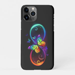 Funda Para iPhone 11Pro Infinidad vibrante con mariposa arco iris sobre ne