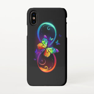 Funda Para iPhone X Infinidad vibrante con mariposa arco iris sobre ne