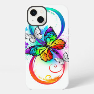 Infinito brillante con mariposa arco iris 