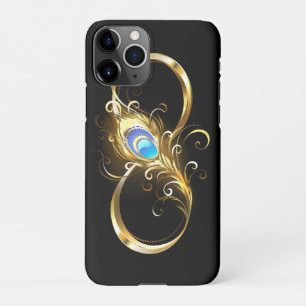 Funda Para iPhone 11Pro Infinito con la pluma de pavo real dorado