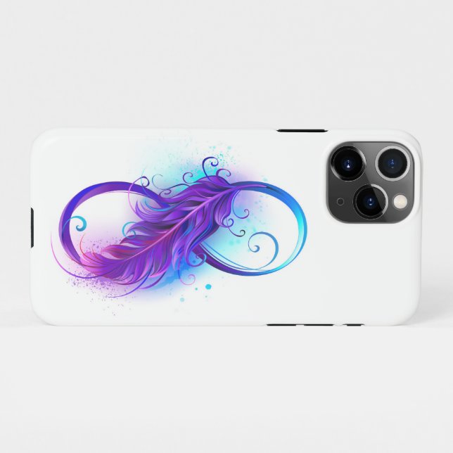 Funda Para iPhone Infinito con pluma púrpura (Reverso horizontal)