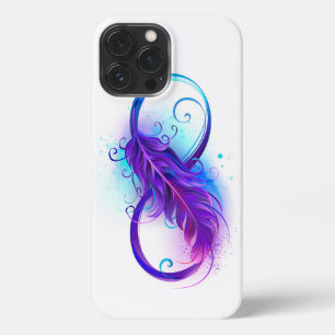 Funda Para iPhone 13 Pro Max Infinito con plumas púrpura
